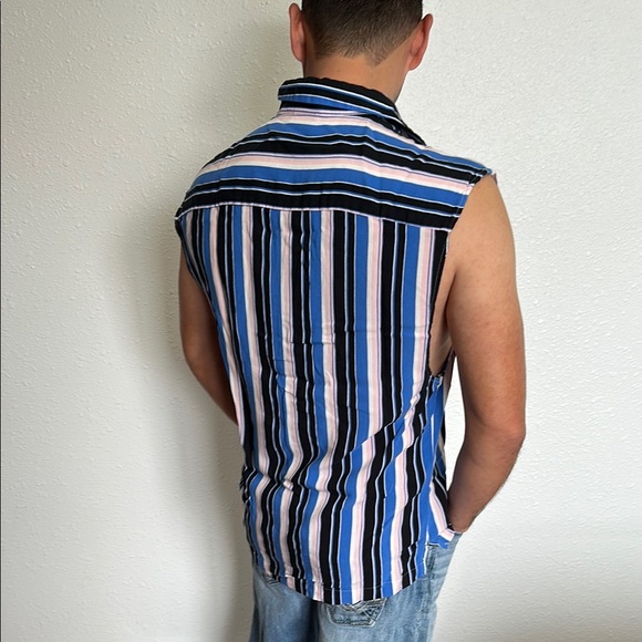 ASOS Striped Sleeveless Men's Shirt Size Medium - Picture 2 of 10